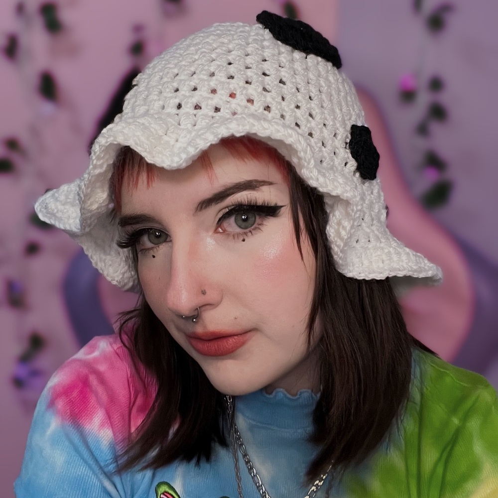 Cute handmade cow crochet bucket hat